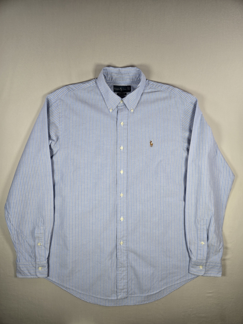 Vintage 90s Polo Ralph Lauren Custom Fit Striped Oxford Shirt XL Blue Y2K Preppy